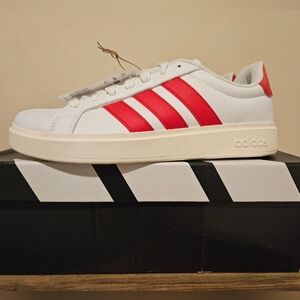 Adidas White and Red Streettalk Sneakers